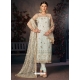 Light Grey Designer Mono Net Embroidered Straight Salwar Suit