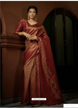 Maroon Designer Wedding Wear Art Silk Woven Sari