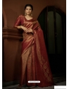 Maroon Designer Wedding Wear Art Silk Woven Sari