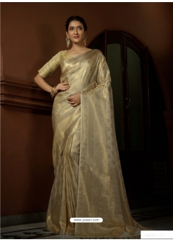 Gold Designer Wedding Wear Art Silk Woven Sari