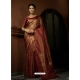 Tomato Red Designer Wedding Wear Art Silk Woven Sari