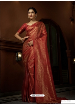 Red Designer Wedding Wear Art Silk Woven Sari