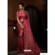Rose Red Designer Wedding Wear Art Silk Woven Sari