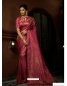 Rose Red Designer Wedding Wear Art Silk Woven Sari