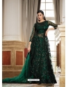 Dark Green Designer Party Wear Heavy Butterfly Net Anarkali Suit