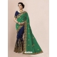Aqua Mint Designer Wedding Wear Embroidered Sari