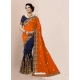 Orange Designer Wedding Wear Embroidered Sari