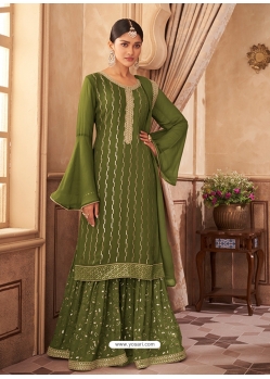Mehendi Readymade Designer Airtex Faux Georgette Embroidered Palazzo Salwar Suit