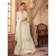 Off White Readymade Designer Airtex Faux Georgette Embroidered Palazzo Salwar Suit
