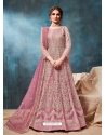 Pink Designer Party Wear Heavy Net Anarkali Suit