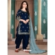 Navy Blue Designer Party Wear Art Silk Punjabi Patiala Suit