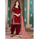 Maroon Designer Party Wear Art Silk Punjabi Patiala Suit