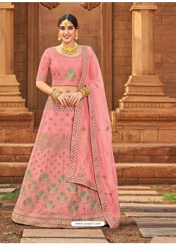 Pink Designer Georgette Wedding Wear Lehenga Choli