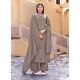 Taupe Designer Viscose Muslin Embroidered Palazzo Salwar Suit