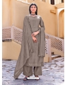 Taupe Designer Viscose Muslin Embroidered Palazzo Salwar Suit