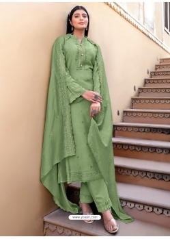 Mehendi Designer Viscose Muslin Embroidered Palazzo Salwar Suit