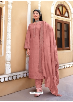 Old Rose Designer Viscose Muslin Embroidered Palazzo Salwar Suit