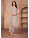 Light Grey Designer Mono Net Embroidered Straight Salwar Suit