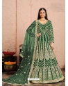 Dark Green Designer Wedding Wear Net Anarkali Suit