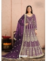 Purple Designer Wedding Wear Net Anarkali Suit