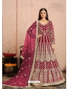 Rose Red Designer Wedding Wear Net Anarkali Suit