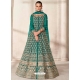 Teal Designer Wedding Wear Butterfly Net Anarkali Suit