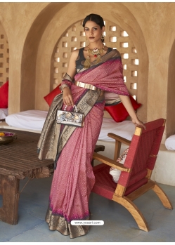 Old Rose Designer Wedding Wear PV Silk Sari