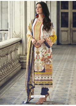Multi Colour Designer Cotton Embroidered Palazzo Salwar Suit