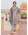 Silver Designer Georgette Sequence Work Palazzo Salwar Suit