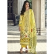 Lemon Designer Cotton Embroidered Palazzo Salwar Suit