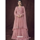 Dusty Pink Designer Faux Georgette Embroidered Palazzo Salwar Suit