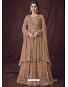 Copper Designer Faux Georgette Embroidered Palazzo Salwar Suit