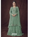 Sea Green Designer Faux Georgette Embroidered Palazzo Salwar Suit