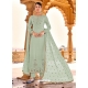 Grayish Green Designer Faux Georgette Embroidered Straight Salwar Suit
