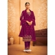 Medium Violet Designer Faux Georgette Embroidered Palazzo Salwar Suit