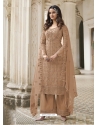 Beige Designer Butterfly Net Embroidered Palazzo Salwar Suit