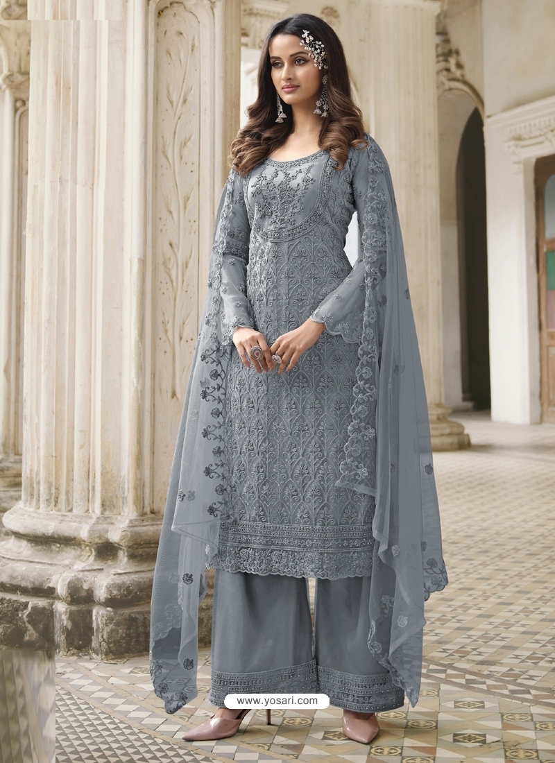 Grey Punjabi Salwar Kameez and Grey Punjabi Salwar Suit Online Shopping