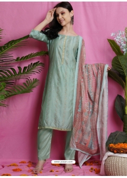 Grayish Green Designer Printed Palazzo Salwar Suit