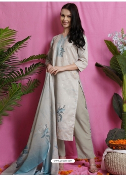 Light Grey Designer Printed Palazzo Salwar Suit