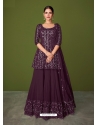 Purple Designer Faux Georgette Embroidered Palazzo Salwar Suit