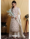 Off White Designer Embroidered Floral Palazzo Salwar Suit