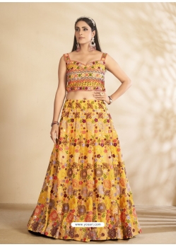 Yellow Readymade Designer Georgette Wedding Wear Lehenga Choli