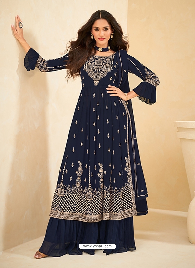 EVERWILLOW New latest Girl's wedding naira cut georgette readymade sharara Salwar  suit for girls dress - EVERWILLOW - 4159386