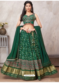 Dark Green Readymade Designer Gorgette Wedding Wear Lehenga Choli