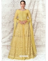Light Yellow Readymade Designer Party Wear Real Georgette Anarkali Suit