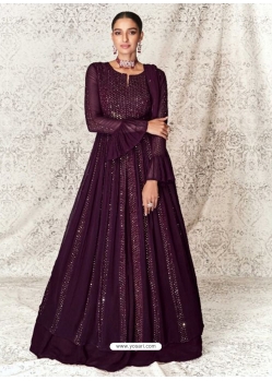 Purple Readymade Designer Party Wear Real Georgette Anarkali Suit
