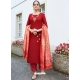 Tomato Red Readymade Designer Party Wear Heavy Rayon Palazzo Suit