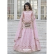 Baby Pink Designer Chinnon Chiffon Wedding Wear Lehenga Choli