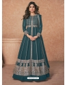 Teal Blue Designer Wedding Wear Georgette Anarkali Suit