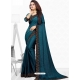 Teal Blue Designer Wedding Wear Sari